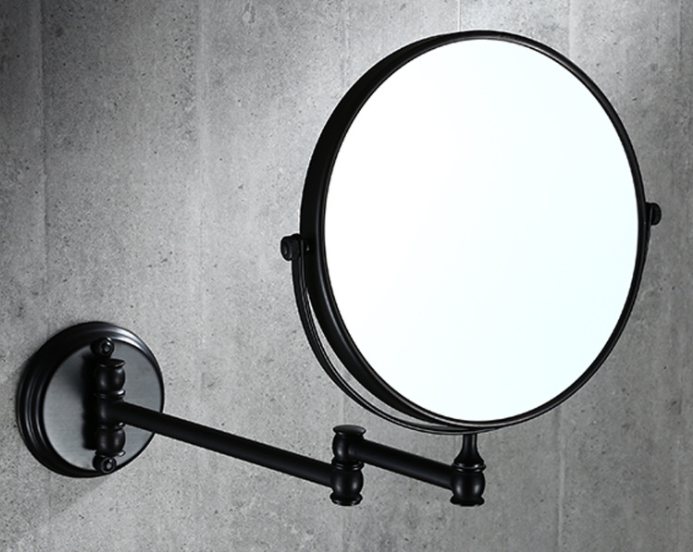Bathroom Wall Mounted Magnifying Mirror Adjustable stainless steel Telescopic black Mirror 2-Face Mirror for bedroom