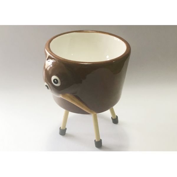 Novelty Ceramic Egg Holder , Animal Ceramic Egg Cups 3D Figure With Metal Leg