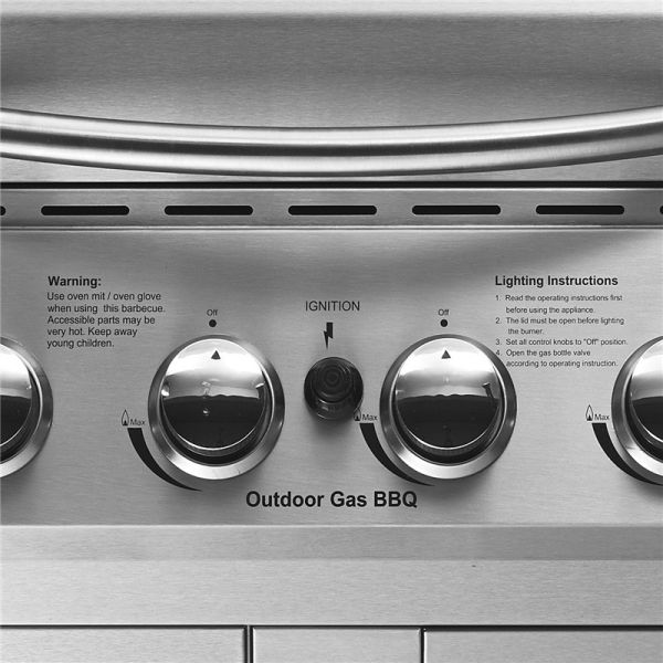 Rôtissoire extérieure de broche de gril de barbecue de gaz de rôtissoire de roche de lave de 6 brûleurs avec le moteur