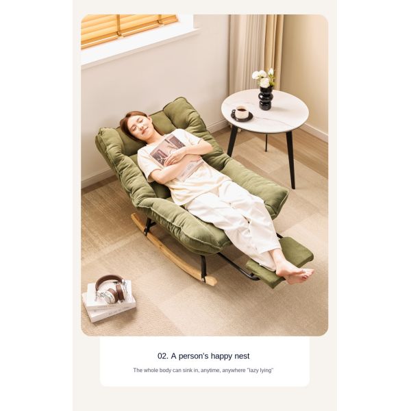 Modern Fabric & Metal Rocking Chaise Lounge Chair with Reclining Feature and Adjustable Footrest for Living Room Dining Areas