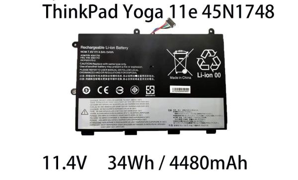 OEM Factory Replacement 45N1750 Battery for Lenovo Thinkpad Yoga 11e 7.4V 4600mah/34wh in Stock!