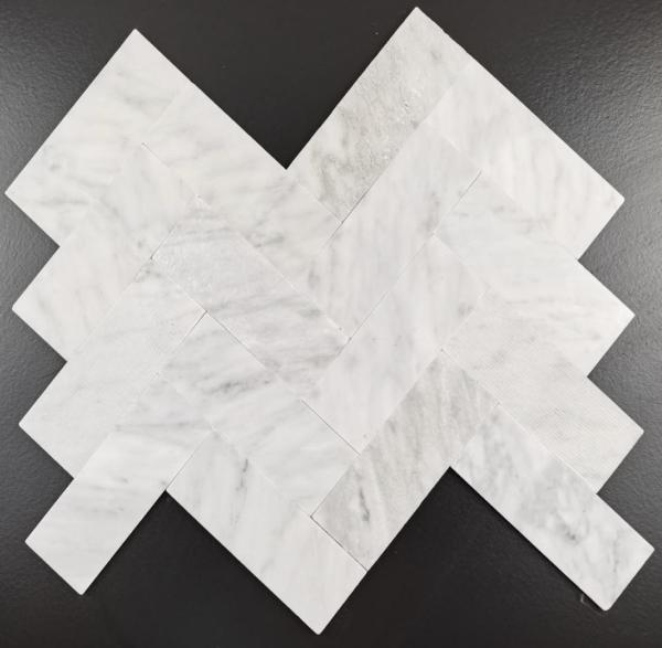 Natural Stone Herringbone Mosaic Tiles 300x300mm Self-Adhesive