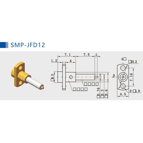 50Ohm ROHS Gold Plating Flange Mount Male SMP RF Connector