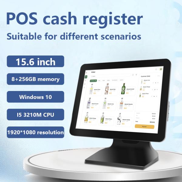 15.6 8+256GB Large Memory Pos Cash Register 1080P Windows10 Touch Screen POS Machine with Customer Display 