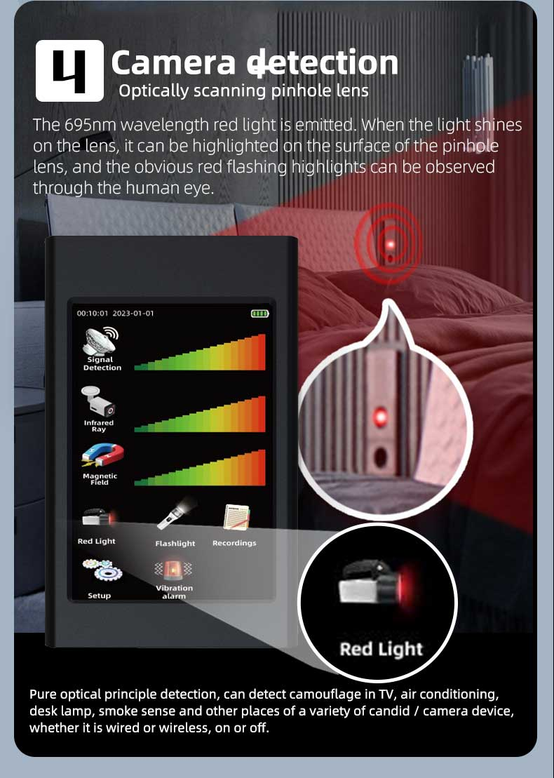 Portable Touch Car GPS WiFi Camera Mobile Phone Signal Tracking Scanner Detector