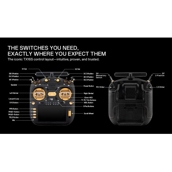 Radiomaster TX16S MK3 Max Radio Controller AG02 CNC Hall Sensor Gimbals (ELRS / M2) Remote Control