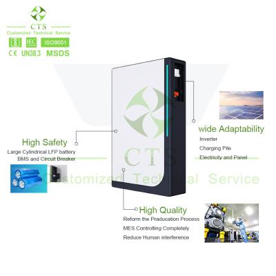 Lítio Ion Battery For Solar System 48V 100ah 200ah 5kwh 10kwh de Powerwall fixado na parede