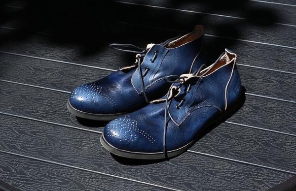Burnished Finishing Mens Leather Dress Shoes Lace - Up Handmade Italian Leather Shoes