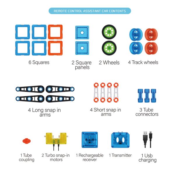 Smooth Plastic DIY Remote Control Magnetic Blocks Car Assisted Vehicle Childrens Toys