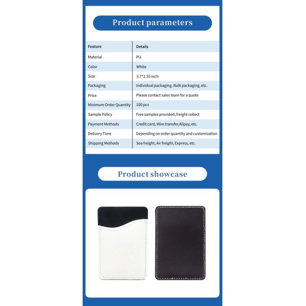 ZELOYAUT Wholesale Sublimation Blank Promotion Business Gifts Pu Sublimation Phone Card Holder Custom logo Card Holder Wallet