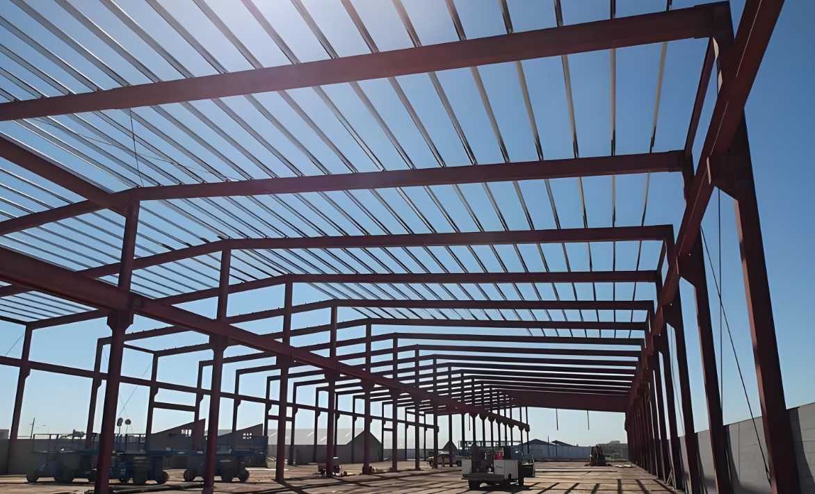 Steel Frame Prefab Building Construction , Long Span Steel Construction Warehouse