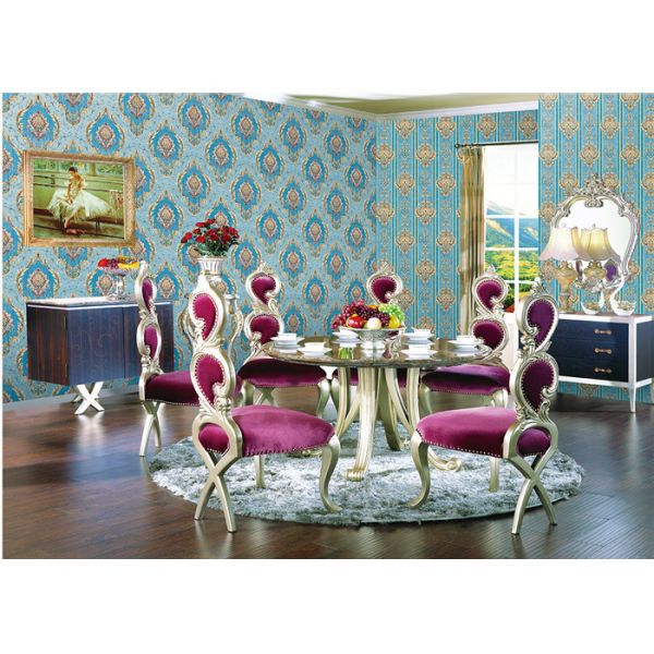 Deep Embossed Blue Damask Wallpaper For House Decoration , OEM ODM Service