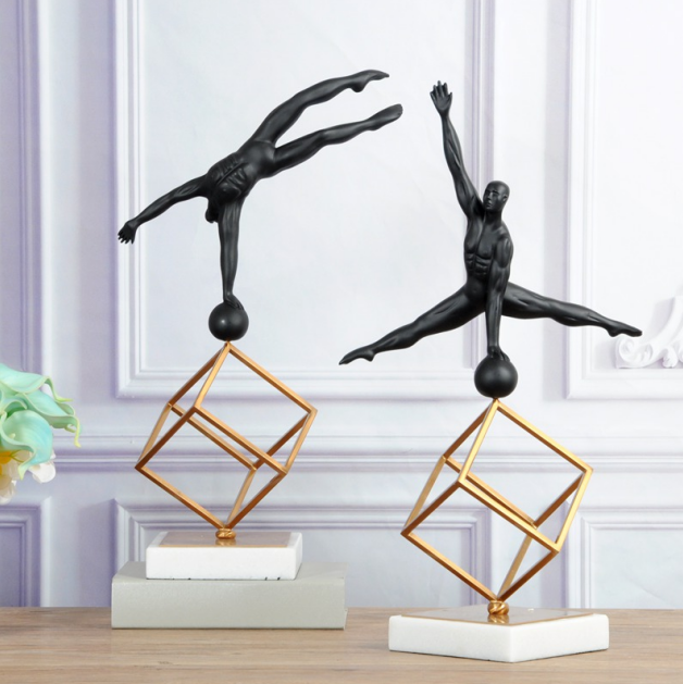 Custom Unique Gold Metal with Black Art Sports People Decorative Tabletop Crafts