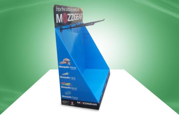 Blue Environmental Cardboard Countertop Display With Black Hooks