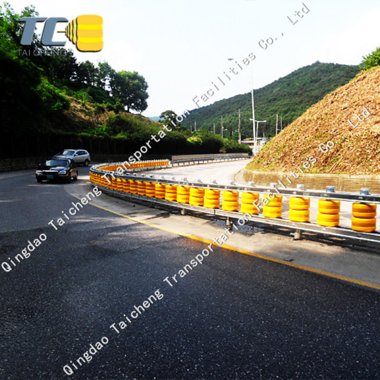 Roadway Safety EVA Buckets Rolling Guardrail Barrier For Highway