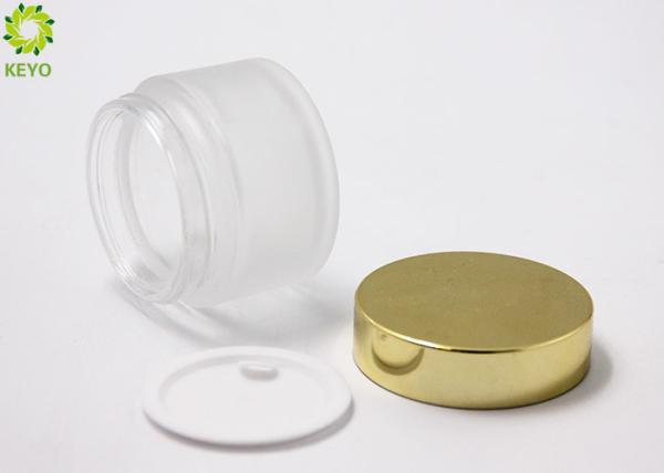 30g 1 OZ Frosted Cosmetic Jars Glass / Cosmetic Containers With Gold Screw Cap