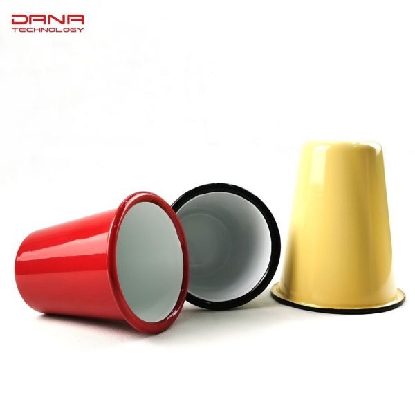 Colorful Rolled Rim Enamel Steels Coffee Mugs Conical Cup Milk Mugs