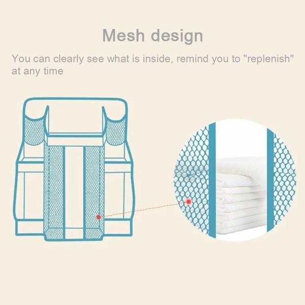Baby Essentials Hanging Washable Diaper Caddy With 2 Velcro Straps
