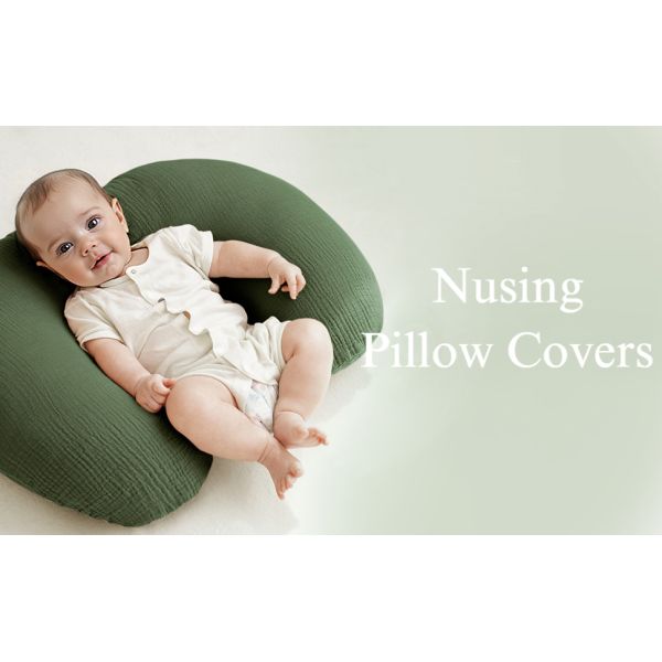 2 Fundas para almohada de lactancia de muselina, fundas suaves y adorables con cierre de cremallera, fundas 100% algodón para almohadas de lactancia