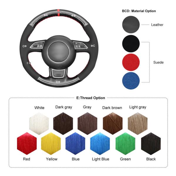 Carbon Suede Steering Wheel Cover for Audi A1 A3 A4 A5 A6 A7 Allroad RS S6 S7 S8 2013-2018