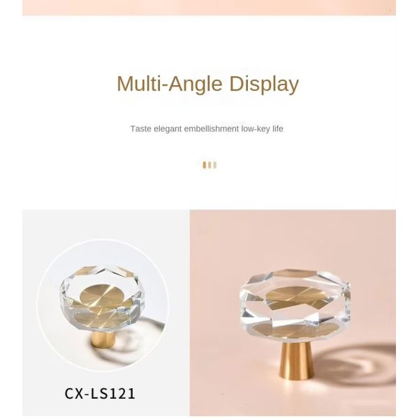 Modern Luxury French Crystal Single-Hole Brass Door Handle Pull for Dresser for Bedroom Use