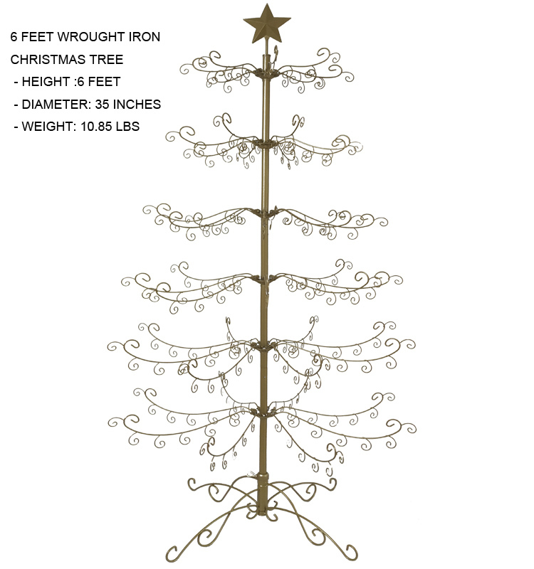 Modern 6 Feet Golden Iron Freestanding Christmas Tree Holiday Centerpiece for Business Venues