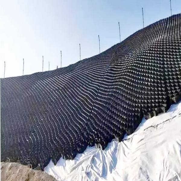 Géocellule HDPE marron de 8 pouces (200 mm) de hauteur pour les systèmes de couverture finale des décharges, contrôle de haute qualité
