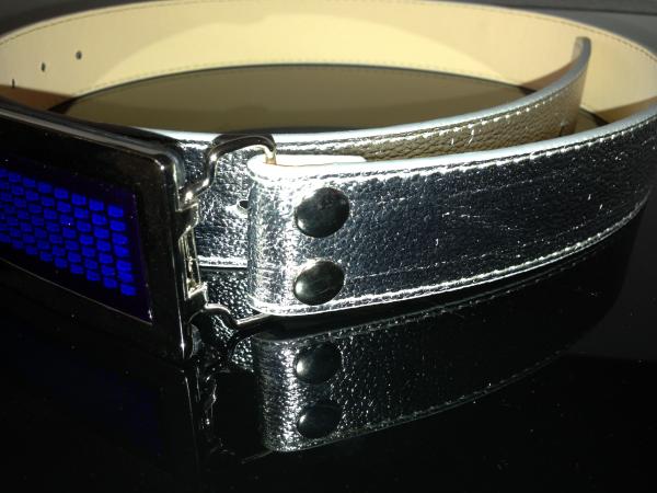 Silver belt with Flashing LED message belt bucke