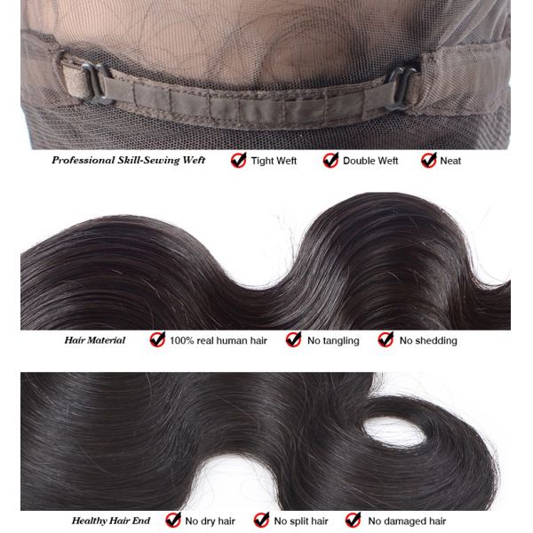 Double Weft 360 Lace Human Hair Wigs Double Can Be Dyed Ironed And Restyled