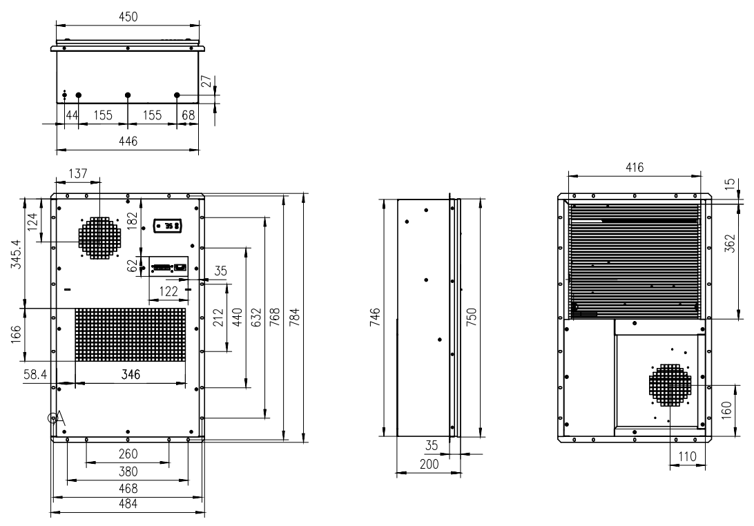 Кондиционер шкафа нержавеющей стали IP55 1000W на открытом воздухе