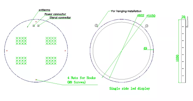 Круговая креативная светодиодная видеостенка 512x512 мм 1,8-2 мм Внутри