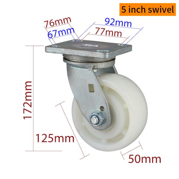 125mm Castor Wheels , 5 Inch Heavy Duty Swivel Casters With Brake