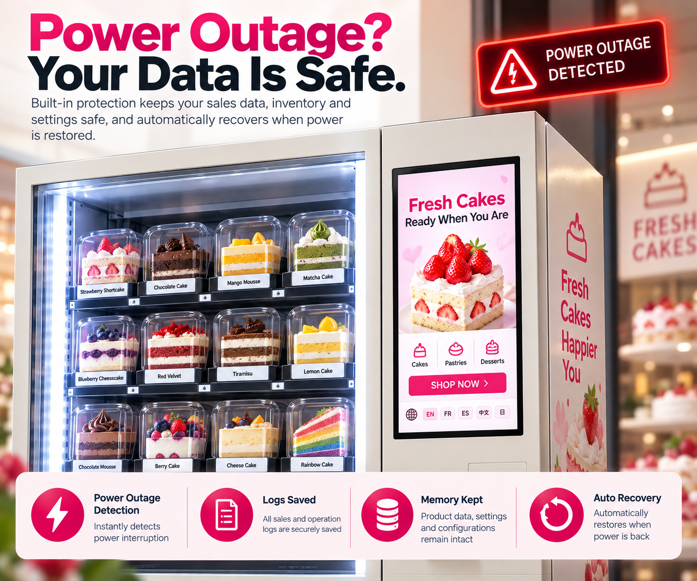 Winnsen Smart Refrigerated Vending Machine with Elevator for Cake Shop Dessert Display