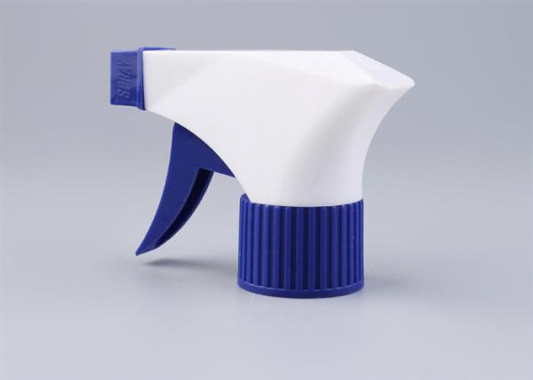 Empty Blue / White Spray Bottle Cap , Racheted Closure Hand Pump Water Mister