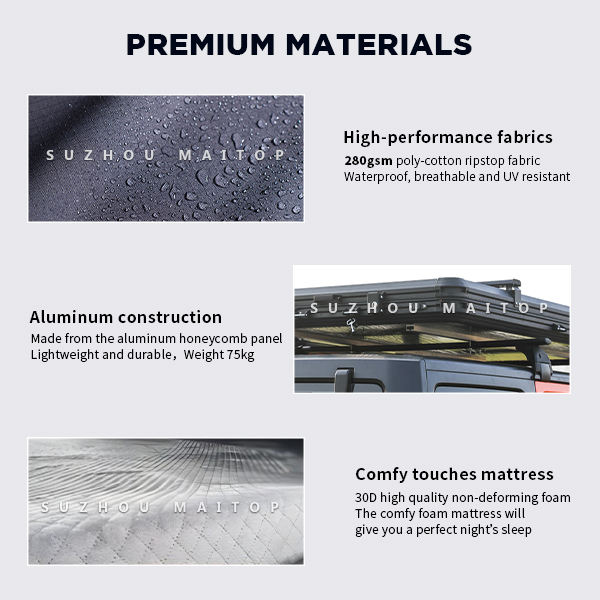 Triangle Aluminum Camping Roof Tent 1-2 Person Rooftop Tents Hard Shell