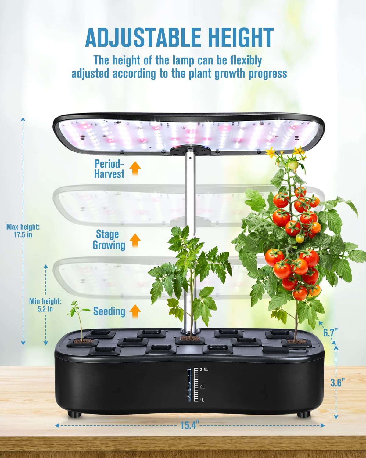 24 Watt Indoor Mini Garden Hydroponic Growing System 3 Mode 110-240VAC