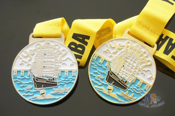 Dragon Boat And Swimming Metal Gold Award Medals For Art Gifts Customized Shape