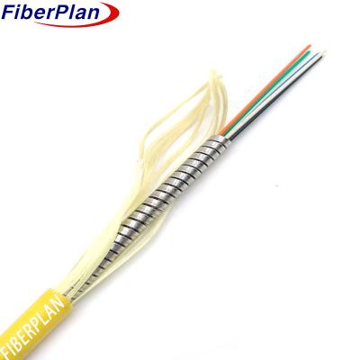 2 Core Spiral Steel Armored Indoor Fiber Optic Cable Single/ Multi mode crush / rodent resistance GJSFJV indoor outdoor