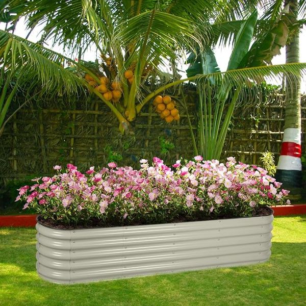 7.9x2x1.4Ft Galvanized Steel Raised Flower Beds Weather Resistance