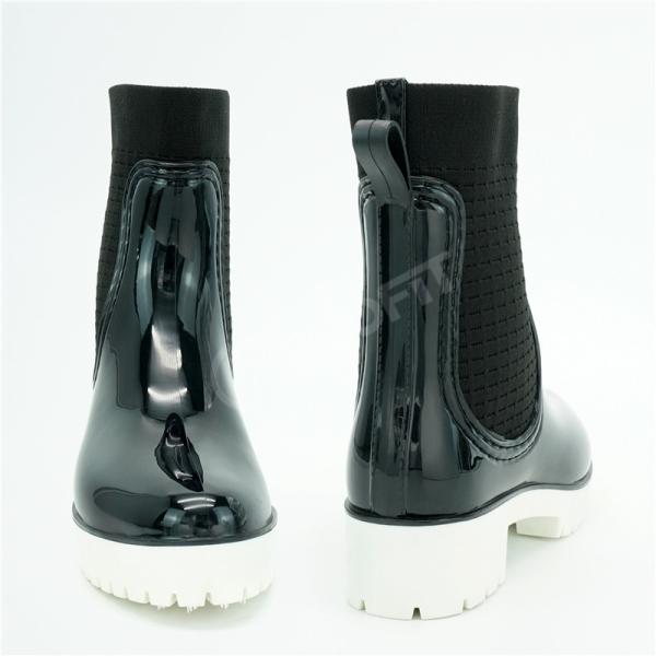 PVC Rain Footwear For Ladies , Anti Slip Black Ankle Rain Boots
