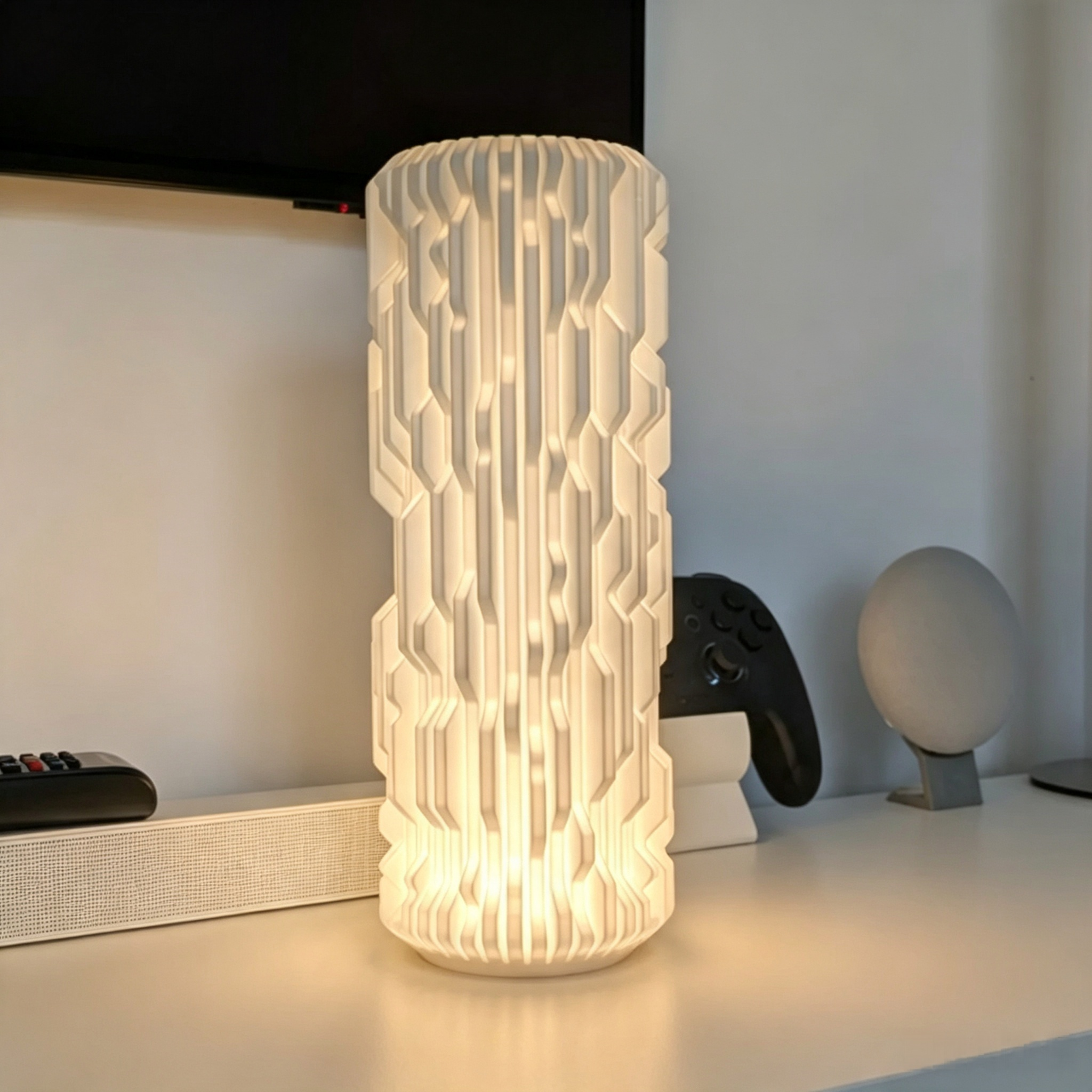 Synapse Geometric Column Table Lamp, 3D Printed Lighting Fixtures LED Ambient Light