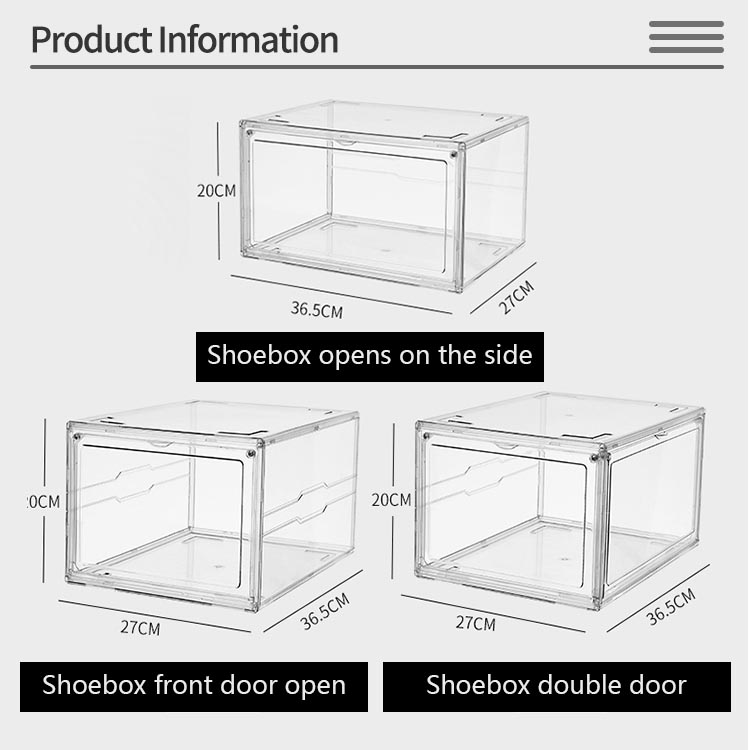 Изготовленная на заказ акриловая ясность Shoebox фронта падения прозрачная