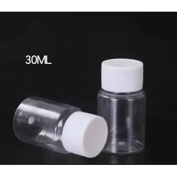 30ml PET Plastic Pill Tablet Medicine Bottle with Transparent Clear Design and Screw Cap