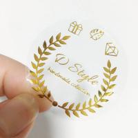 Adesivos autoadesivos personalizados impressos em folha de ouro transparente com logotipo transparente