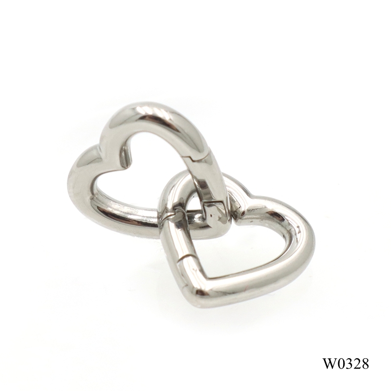 Quality Stainless Steel Heart Shape Spring Ring Key Chain Clasp Carabiner Ring Snap Spring Clip