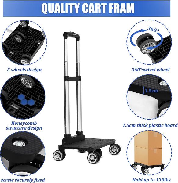 Laundry Utility Big Capacity Grocery Shopping Cart Lightweight Folding Waterproof Insulated Shopping Trolley