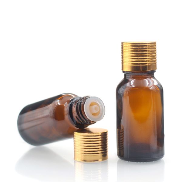 Aluminum Screw Cap Brown Glass Dropper Bottle 15ml Essential Oil Bottles