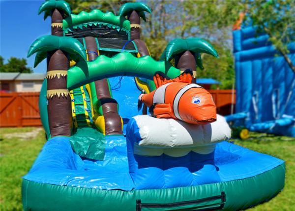 Tropical Commercial Water Slide , Giant Blow Up Water Slide High Security Huge