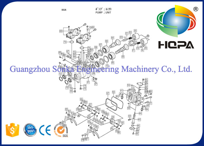 Набор уплотнения насоса ХИТАЧИ экскаватора для А8В55 главного насоса 9147342А, сопротивление масла