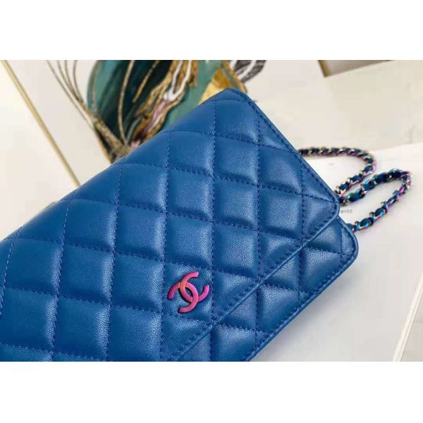 Inclined Shoulder Cowhide 19cm Luxury Brand Wallet With Chain